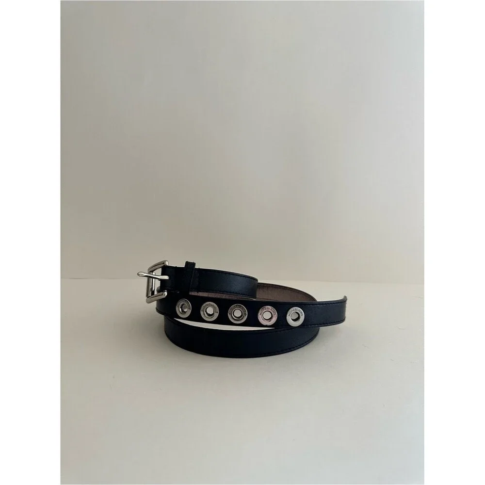 Michael Kors black leather Silver Eyelet belt